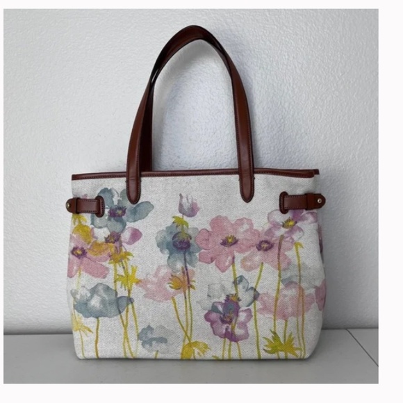 Lauren Ralph Lauren Bolton Shopper Tea Rose Canvas Tote - Picture 2 of 13